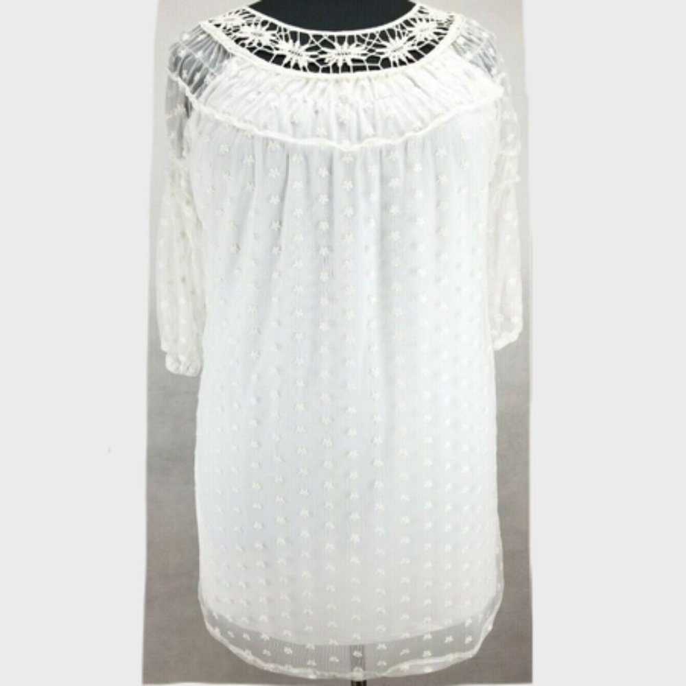 Hippie Festival Crochet Lace Mesh Bohemian Mini Babydoll Dress ~ 3X ~ NWT